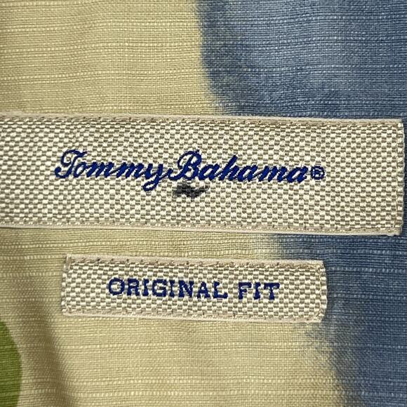TOMMY BAHAMA Shirt Men L Silk Camp Hawaiian Cocktails Guitar Bartender Camp - Picture 4 of 16